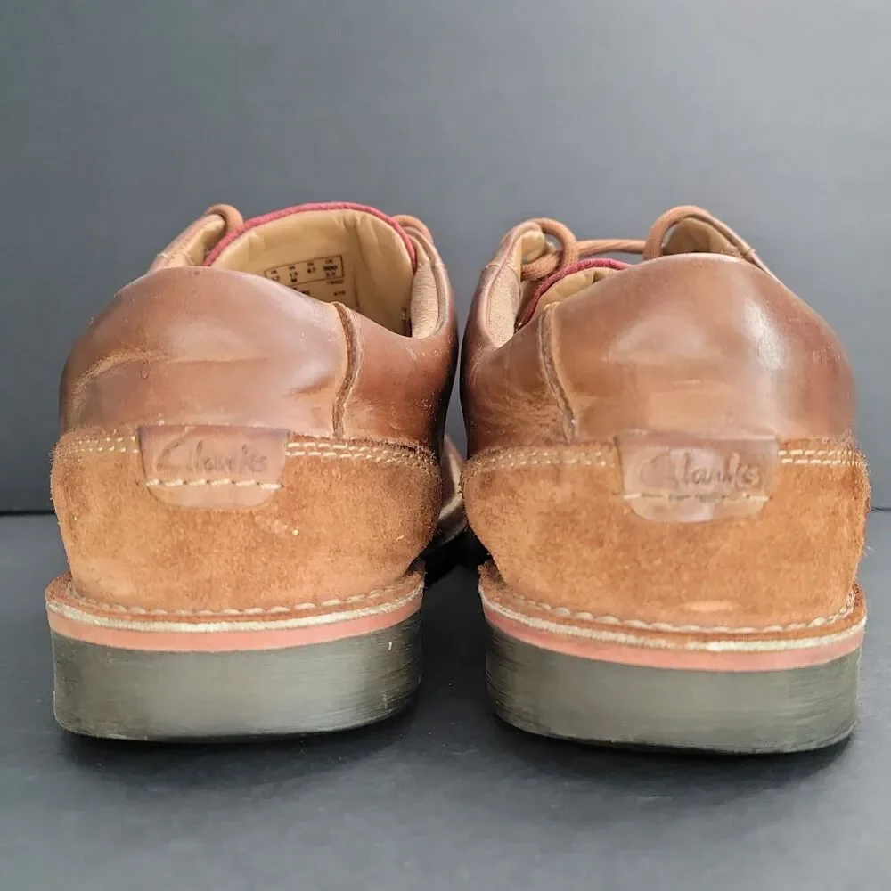 Clarks Mens Brown Leather Suede Oxford Shoes Size 13 M US 12 G UK Lace Up